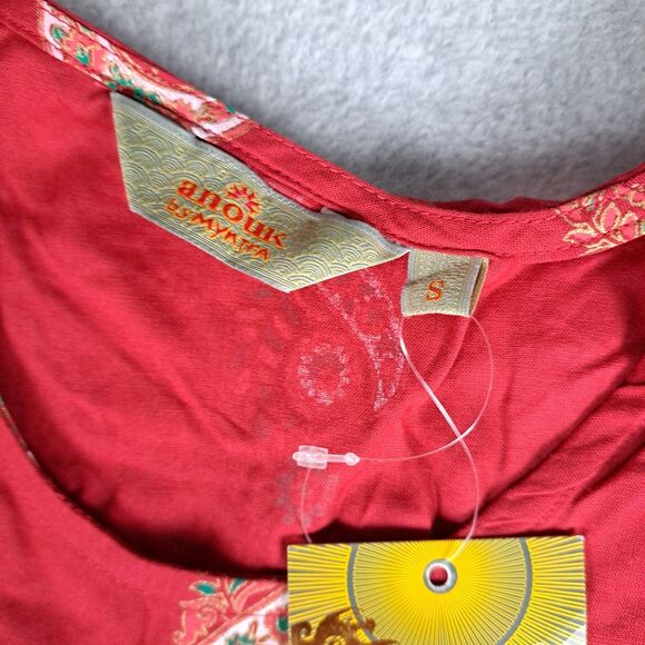 Anouk by Myntra Dress Womens S Red Paisley Boho Cottagecore 3/4 Sleeve Midi - Picture 7 of 12